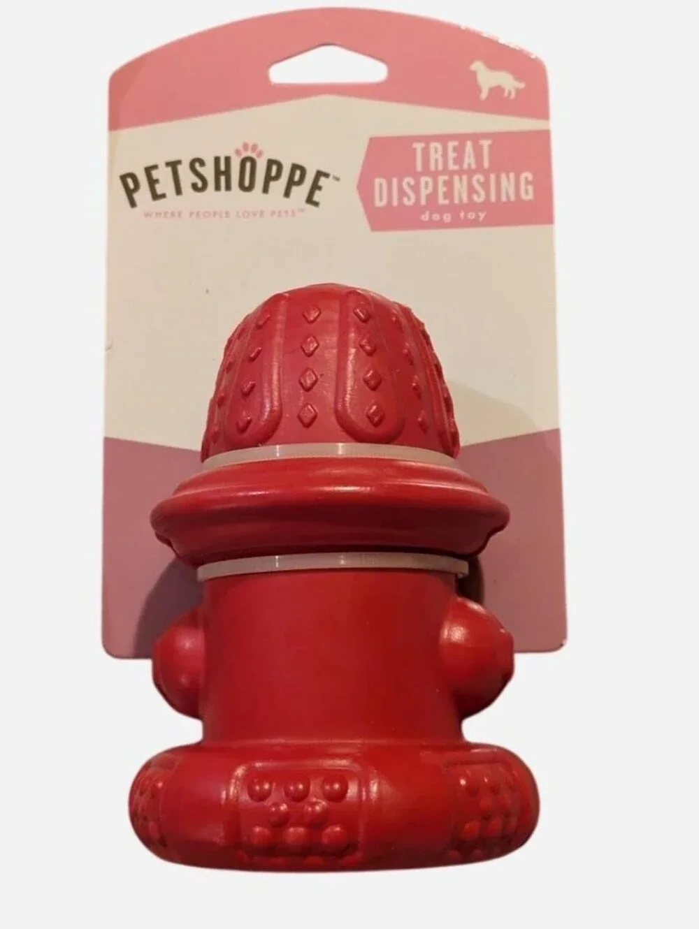 Red fire hydrant dog toy with treat dispenser